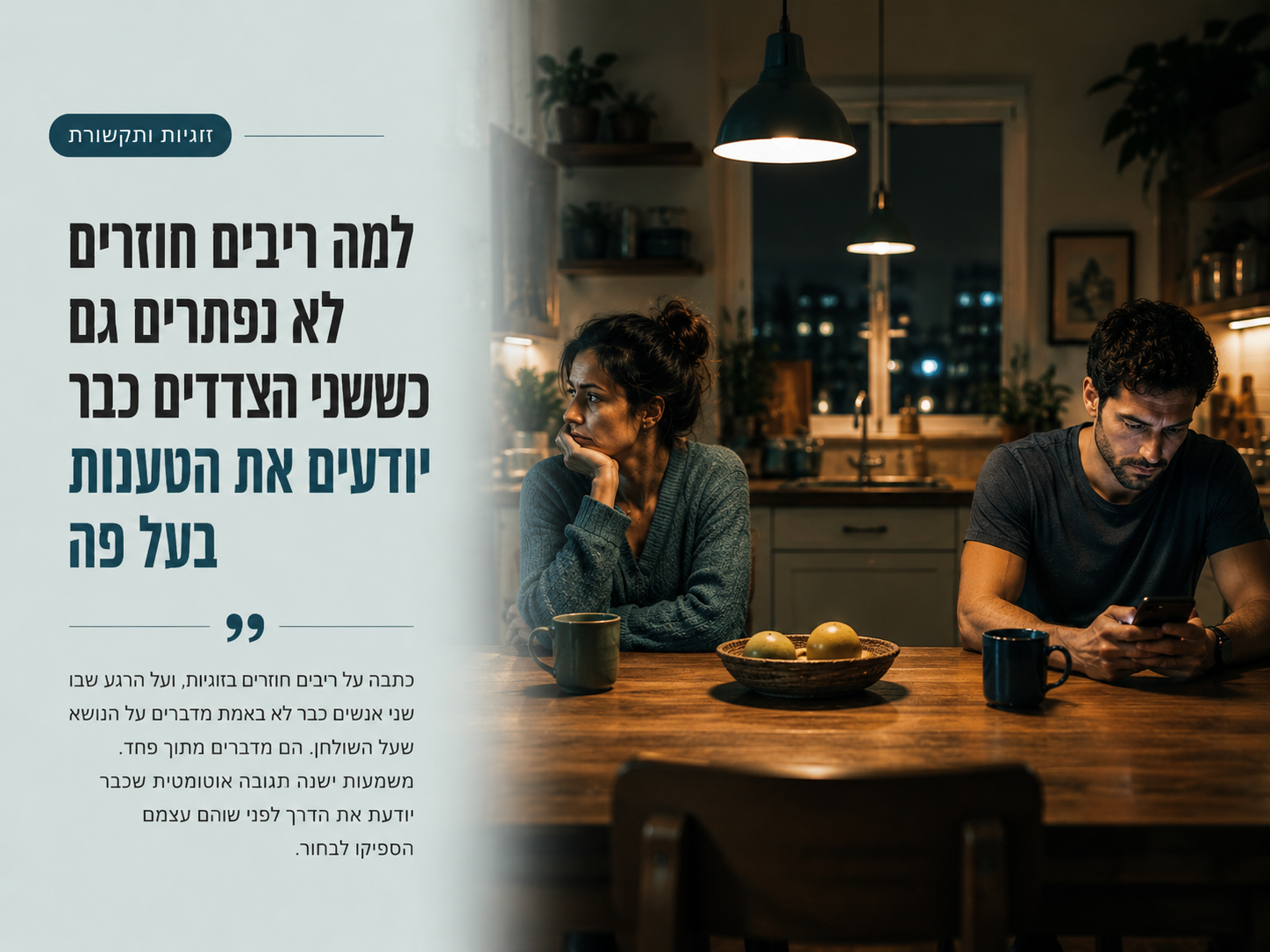 למה ריבים חוזרים לא נפתרים גם כששני הצדדים כבר יודעים את הטענות בעל פה